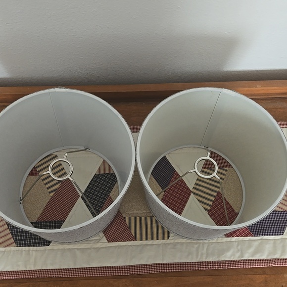 Light Gray Fabric Lampshade Pair - Picture 5 of 8